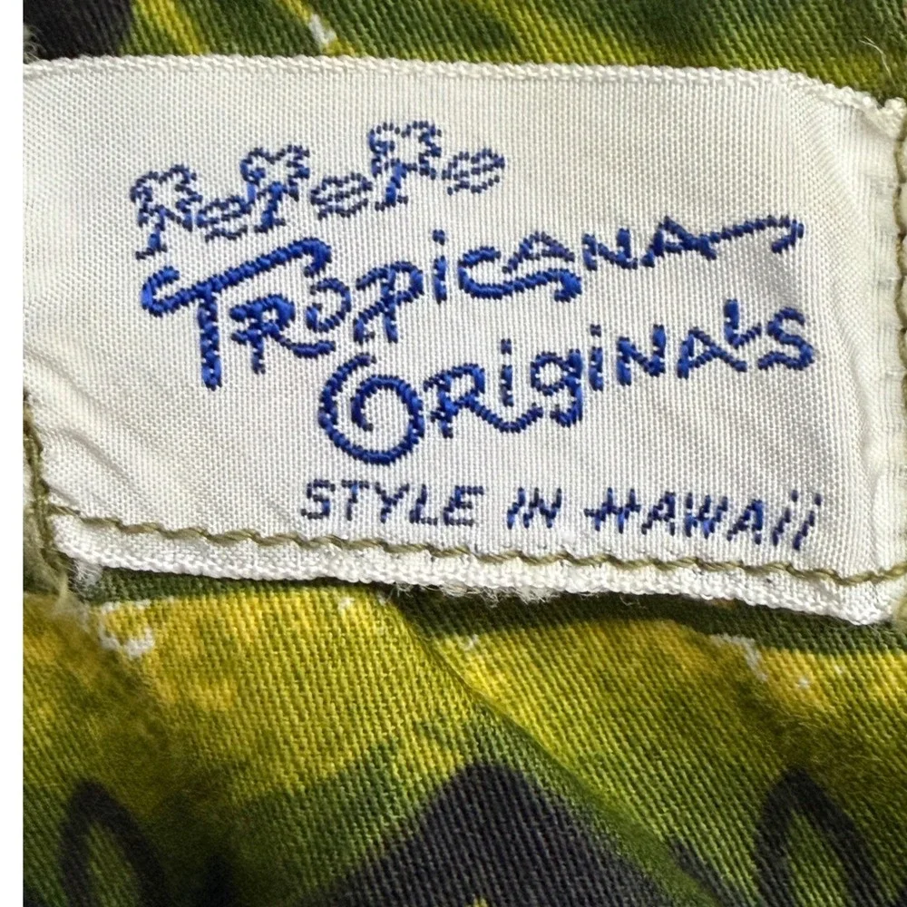 Vintage 60s 70s Hawaiian Honeymoon Set Green Tropical Aloha Barkcloth Matching